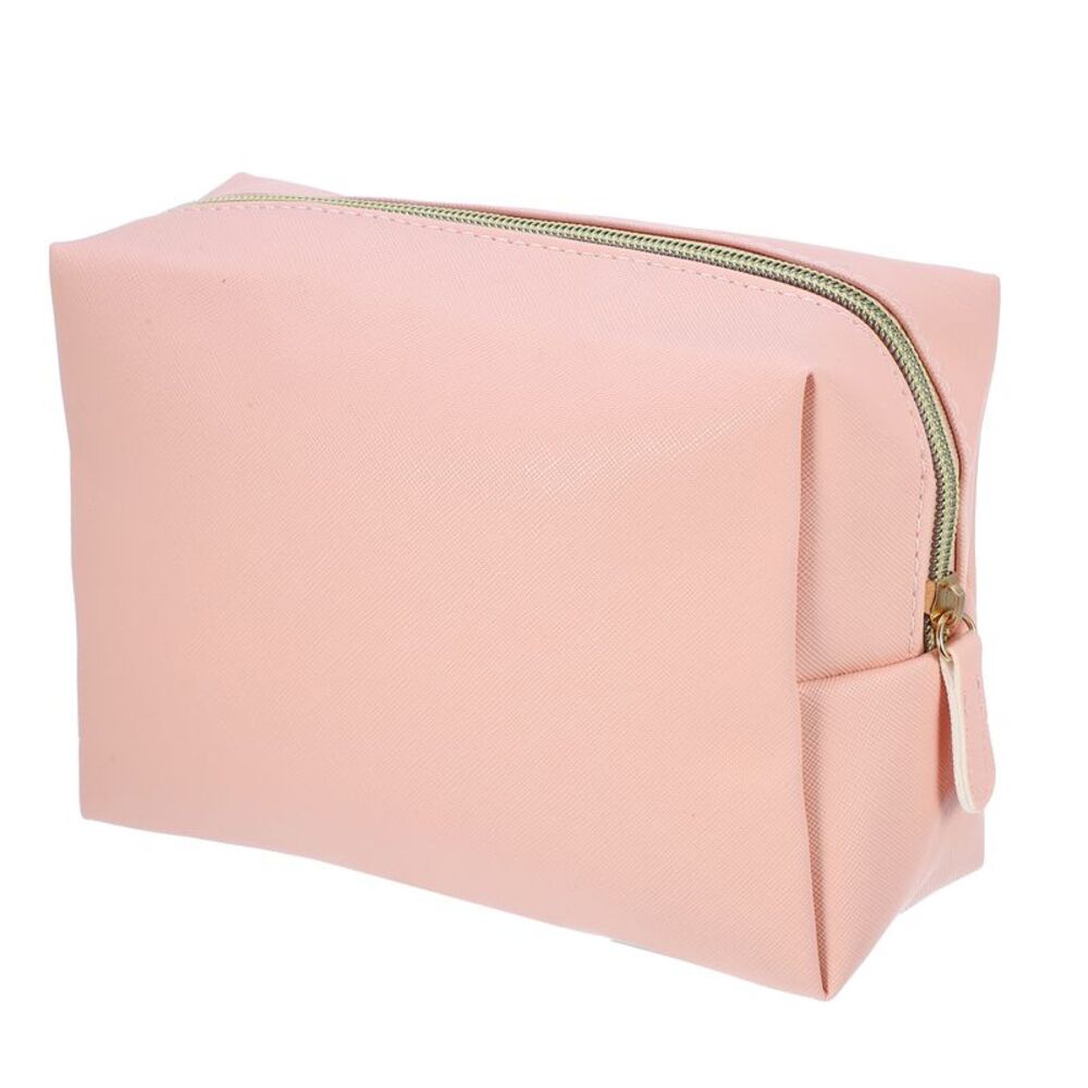 PU Leather Travel Large Make Up Brush Organizer Toiletry L Size Pink